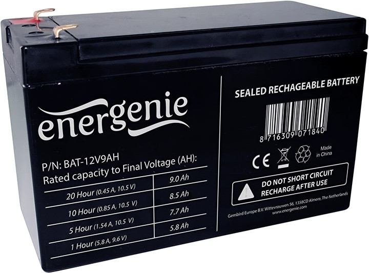 Батарея для ИБП 12В 9Ач Gembird (EnerGenie) 64x94x150 ШхВхД BAT-12V9AH