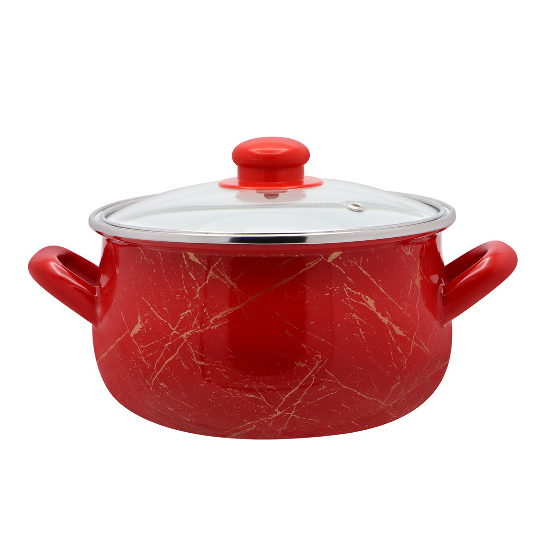 Каструля емальована 5,1 л "Червоний мармур" 702, фото 1