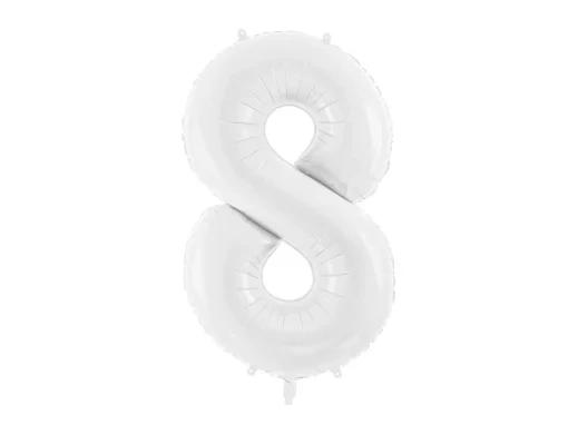PartyDeco 34" Цифра 8 біла. Фольговані кульки цифри - В УП