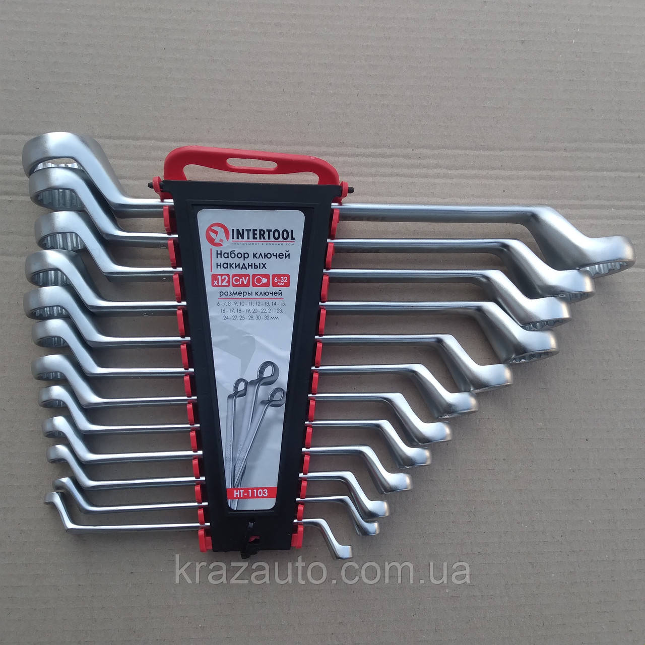 Набір ключів накидних 12 шт., 6-32 мм CrV INTERTOOL HT-1103, фото 1