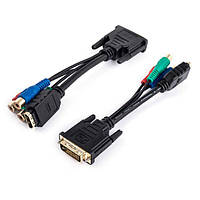 Переходник DVI (24+5) male to HDMI a female +3RCA female cable Gold (GT3-1254)