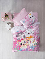 Комплект постельного белья детский односпальный с котятами розовый Cotton box Junior Missy