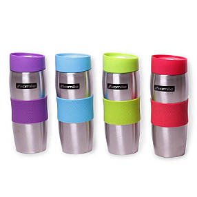 Термокухоль 380 мл Kamille з неіржавкої сталі TPR-накладка блакитний КМ-2053, фото 2