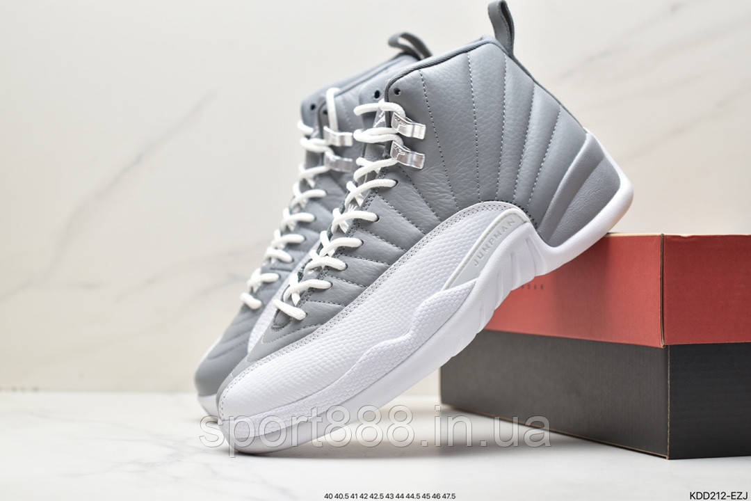 Eur40-47.5 Air Jordan 12 Stealth/White/Cool Grey біло-сірі чоловічі кросівки