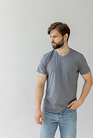 Однотонна чоловіча стильна футболка GBI Стандарт (Бавовна) сірий