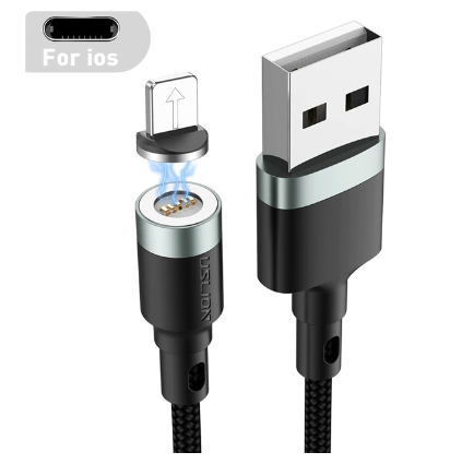 Магнітний дата кабель USB - Lightning кабель для швидкого заряджання USLION 3A 1м