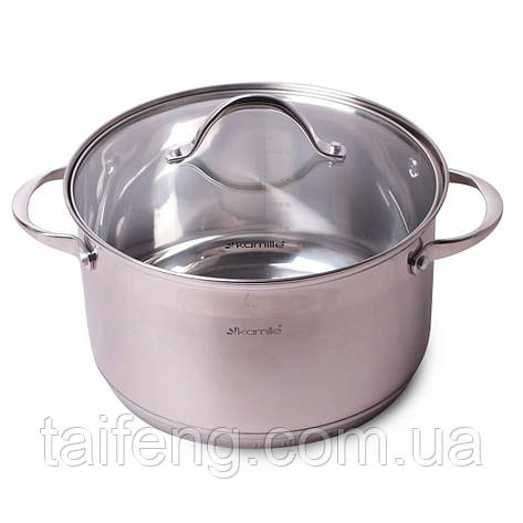 Каструля 5 л із неіржавкої сталі з кришкою і 7-шаровим дном d-22 h-13.5 см Kamille KM-4722S, фото 1