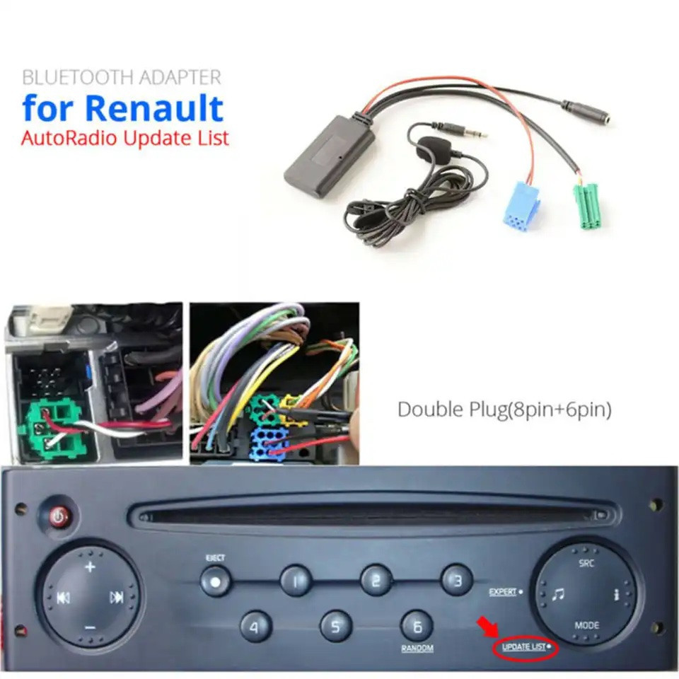 Aux Renault кабель штекер для Renault 2005-2011 аукс комплект для Рено кліо меган-зціун логан трафік кенго, фото 1