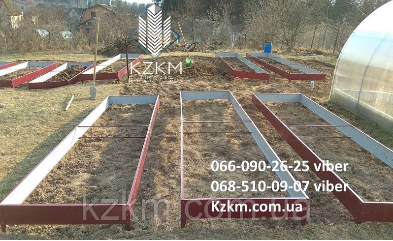 Металеві грядки, високі металеві, оцинковані на дачу, бордюри, грядки з профнастилу.