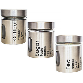 Набір банок для сипких продуктів 320 мл Coffee Tea Sugar S&T 7028-02, фото 3