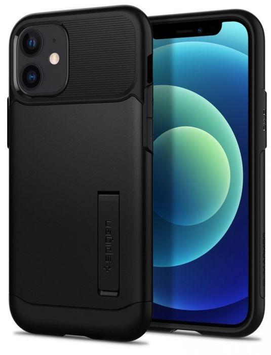 Протиударний бампер чохол Spigen Slim Armor Black для телефона Apple iPhone 12 Mini