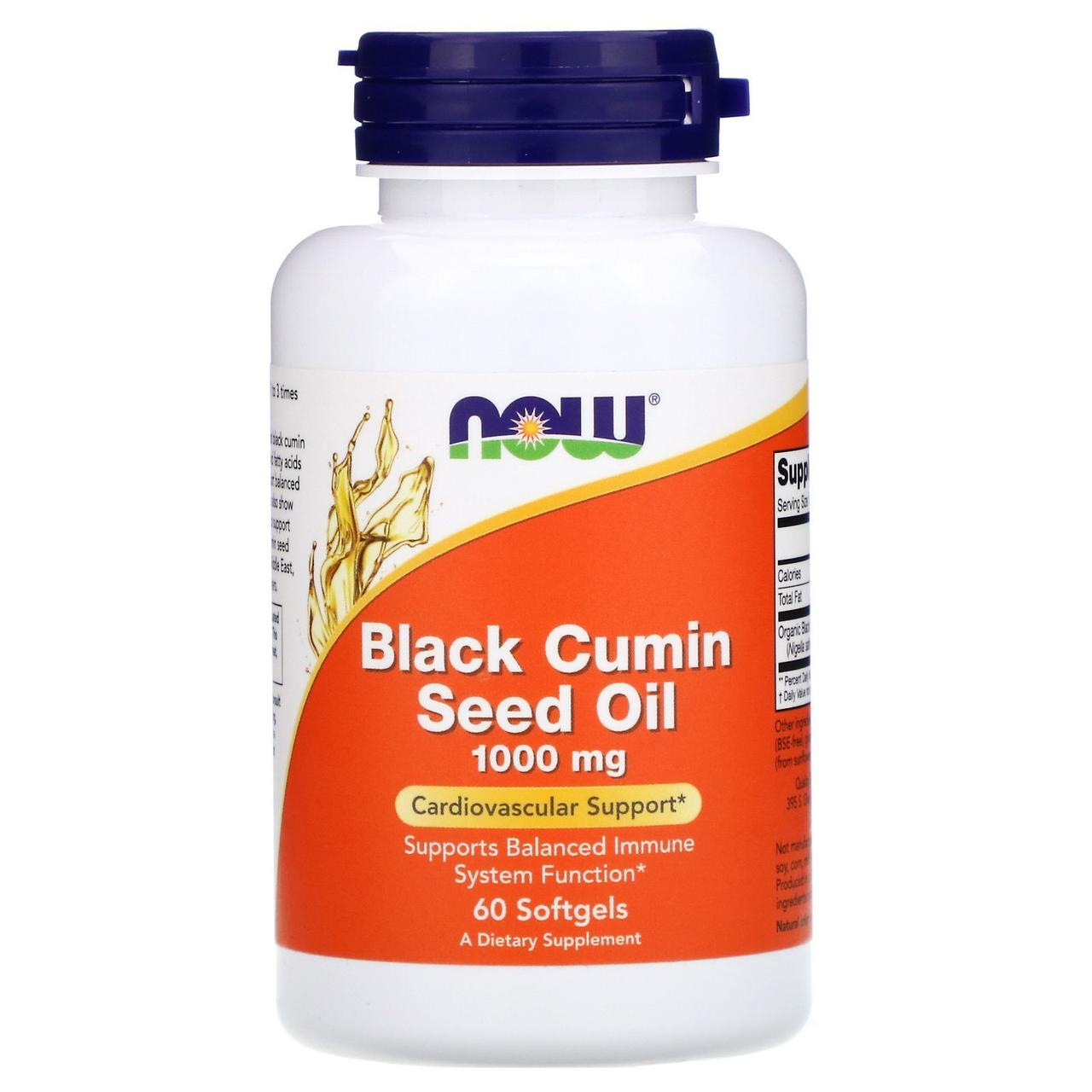 Олія насіння чорного кмину NOW Foods Black Cumin Seed Oil 1000 mg 60 Softgels