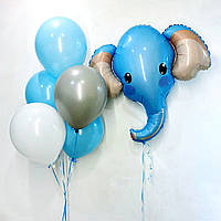 Композиція з гелієвих кульок хлопчику Повітряні Гелієві кульки фольгована фігура кулька Слоненятко з гелієм подарунок для хлопчика