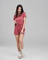 Пижама Комплект женского белья шорты с футболкой в рубчик Nicoletta 45004
