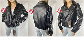 Демісезонна жіноча куртка з екошкіри норма розміри 42-50, чорного кольору