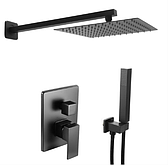 Душова система прихованого монтажу квадратної форми, чорна матова