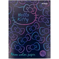 Бумага цветная неоновая 10 листов 5 цветов А4 Hello Kitty Kite HK21-252