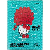 Картон цветной двусторонний 10 листов 10 цветов А4 Hello Kitty Kite HK21-255