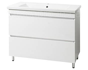 Тумба ЮВВІС для ванної кімнати 100 см біла підлогова МОНАКО з умивальником КОМО