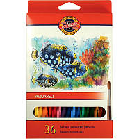 Олівці акварельні кольорові Koh-i-noor Mondeluz Рибки 36 кольорів 2,8мм 3719_p