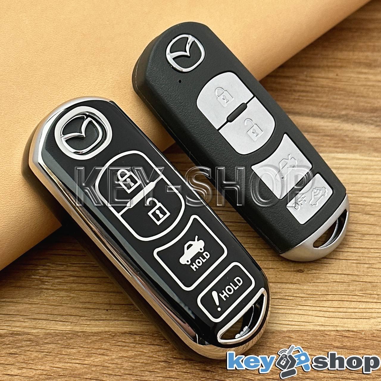 Чехол на смарт ключ Mazda (Мазда), (черный, полиуретановый), кнопки защитой - фото 2 - id-p1799705489