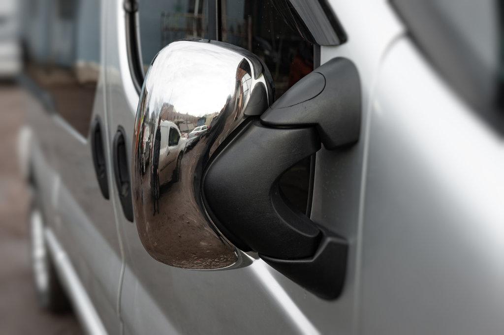 Накладки на зеркала (2 шт) Хромированный пластик для Renault Trafic 2001-2015 гг - фото 5 - id-p1386470896