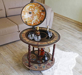 Глобус бар підлоговий з картою міграції людей кремовий сфера 42 см Гранд Презент 42001N