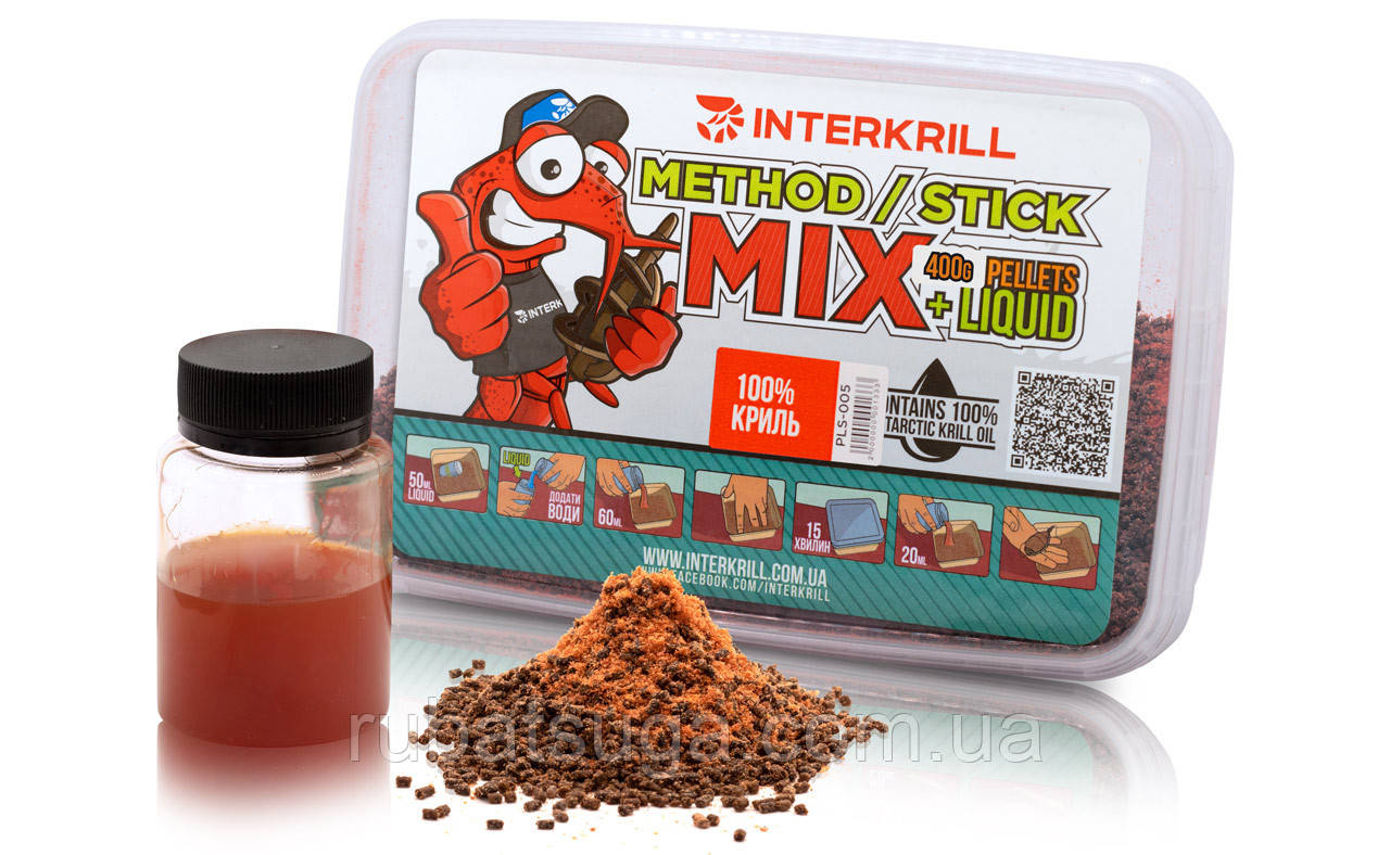 ПеллетсINTERKRILL Method Stick Mix 100% Криль 400г, фото 1