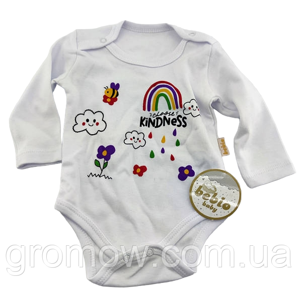 Боді 3, 6 місяців Туреччина трикотажна для новонародженого на дівчинку білий (КДН93), фото 1