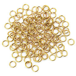 З'єднувальне кільце з нержавіючої сталі, одинарне, розмір 6х0,7мм, колір Золото, приблизно 50шт.
