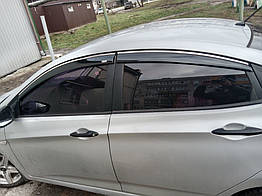 Вітровики з хромом SD для Hyundai Accent 2011-2017 Полікарбонат (4 шт)