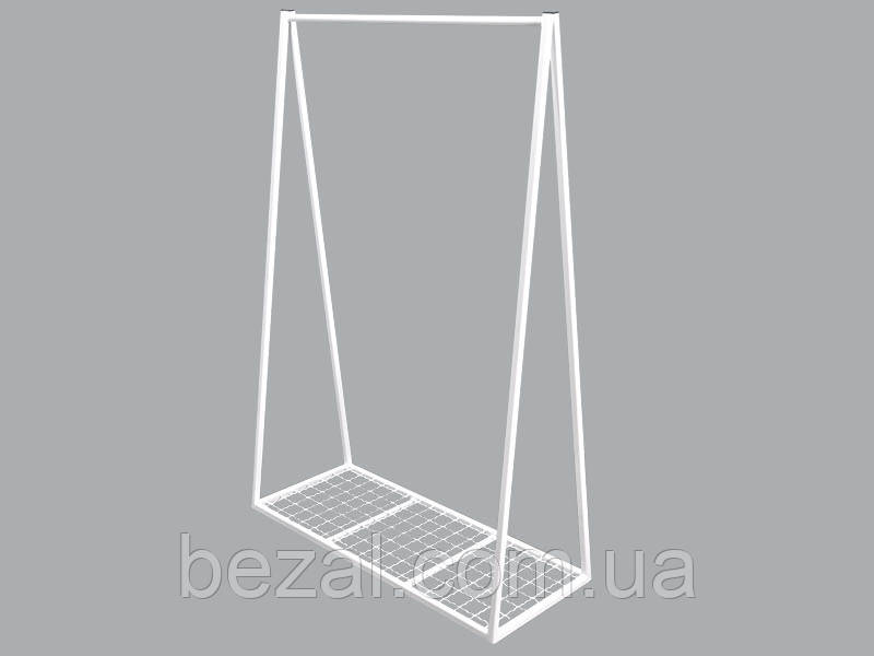 Стійка для одягу біла Сітка 1500*400*1700 Kompred  OL935-014/2.1, фото 1