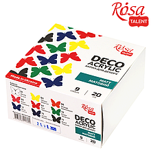 Набір акрилових фарб для декору матовий 9кол 20мл ROSA TALENT