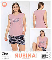 Пижама женская Rubina Secret 4XL (54-56). Комплект для дома и сна батального размера. Футболка и шорты