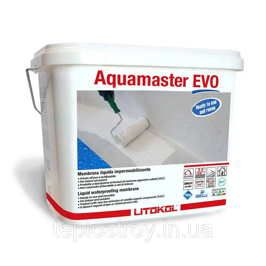 Aqamaster EVO - гідроізоляція Litokol для внутрішніх і зовнішніх робіт. Відро 10 кг