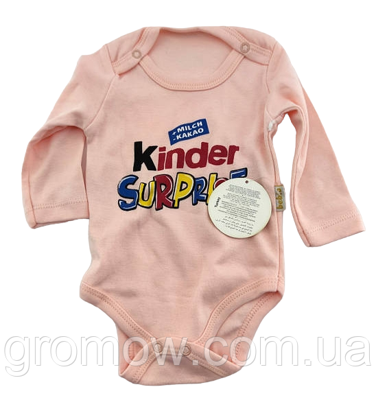 Боді 3 12 місяців Туреччина трикотажна для новонародженого на дівчинку рожевий (КДН92), фото 1