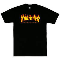 Черная футболка Thrasher Flame унисекс Трешер Трэшер