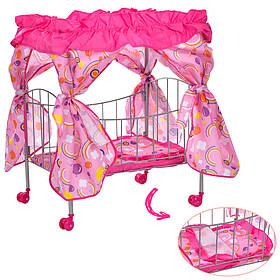 Дитяче ліжечко для ляльок Melogo (на коліщатках, матрацик, подушка, 47x31x60см) 9350 / 015