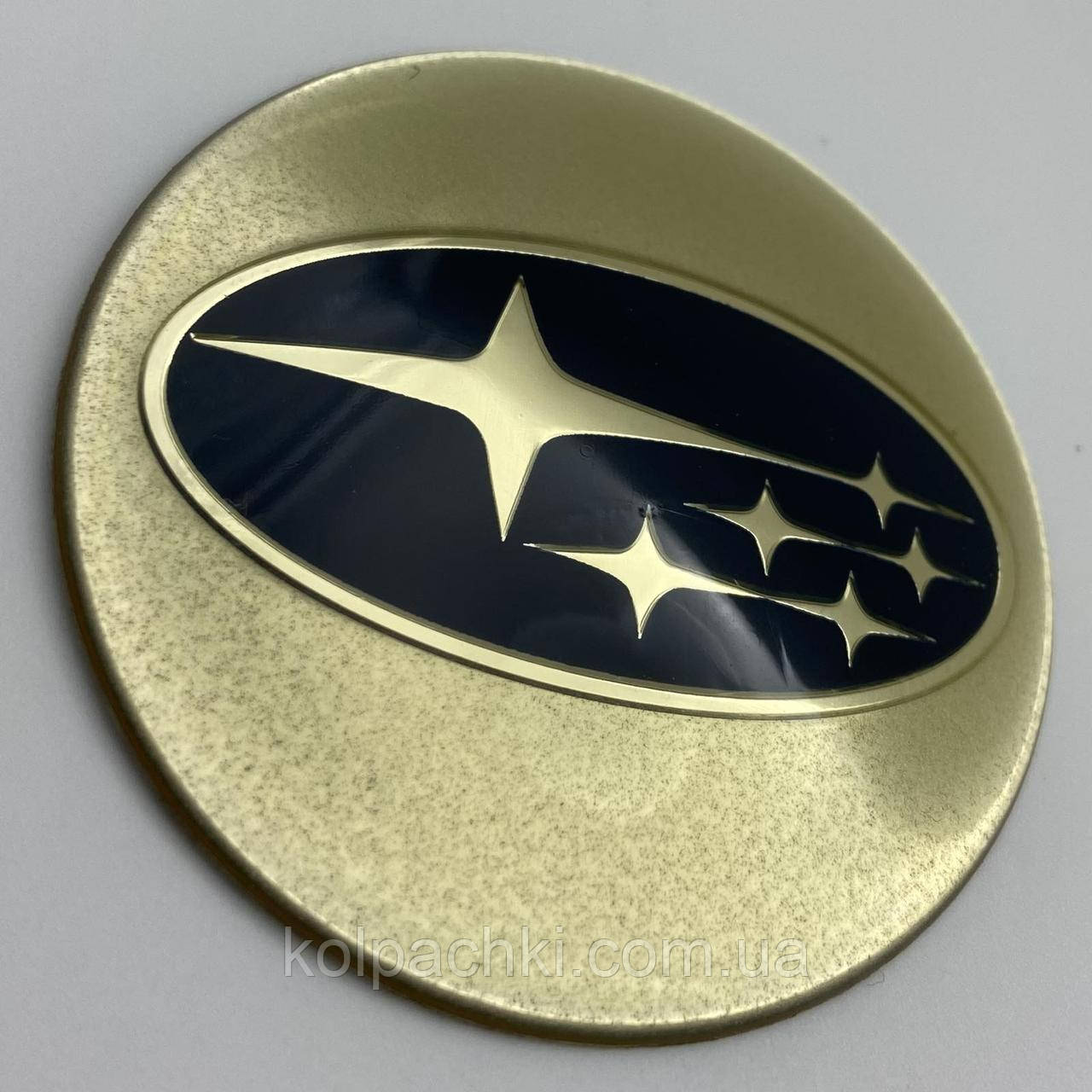Наклейка для ковпачків із логотипом Subaru 65 мм золотиста синій знак