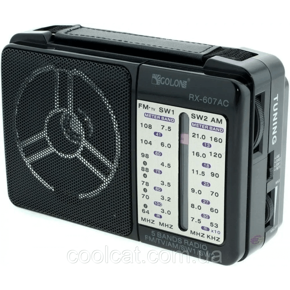 Переносное радио на батарейках GOLON RX-607, FM, AM, SW / Мощная колонка от сети и на акумуляторах - фото 2 - id-p1799728968