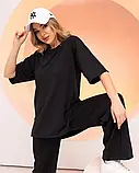 Трикотажний вільний костюм чорного кольору, фото 2
