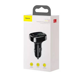 Автомобільна зарядка з FM модулятором BASEUS T-Typed BT-MP3 2USB Black (CCTM-01)