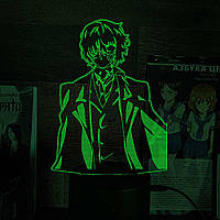 Акриловый 3D светильник-ночник Осаму Дазай 2 "Великий из Бродячих Псов" зеленый