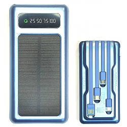 Портативний зарядний пристрій Power Bank 20000mAh, UKC Solar, Блакитний / Зовнішній акумулятор на сонячній батареї