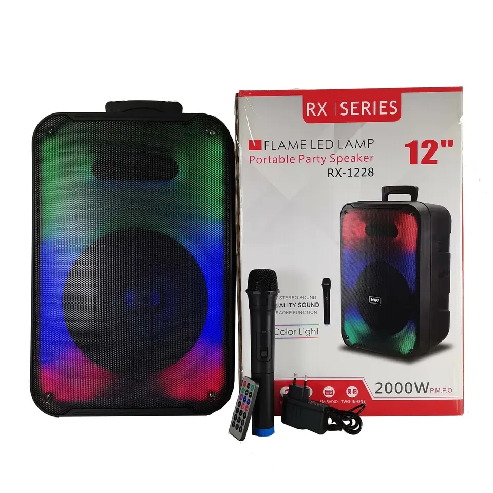 Потужна портативна акустична система RX-1228W, потужністю 20 Вт, бездротовий мікрофон, фото 1