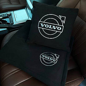 Подушка та плед в автомобіль з логотипом Volvo, флісовий набір