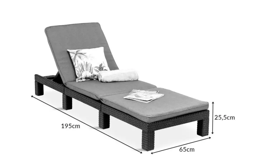 Пляжный шезлонг-лежак из ротанга Deluxe коричневый раскладной с подушками для отдыха для бассейна - фото 5 - id-p1799808796
