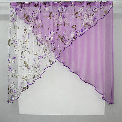 Кухонна занавіска (275х135см.) Колір бузковий. Код 053к 59-373