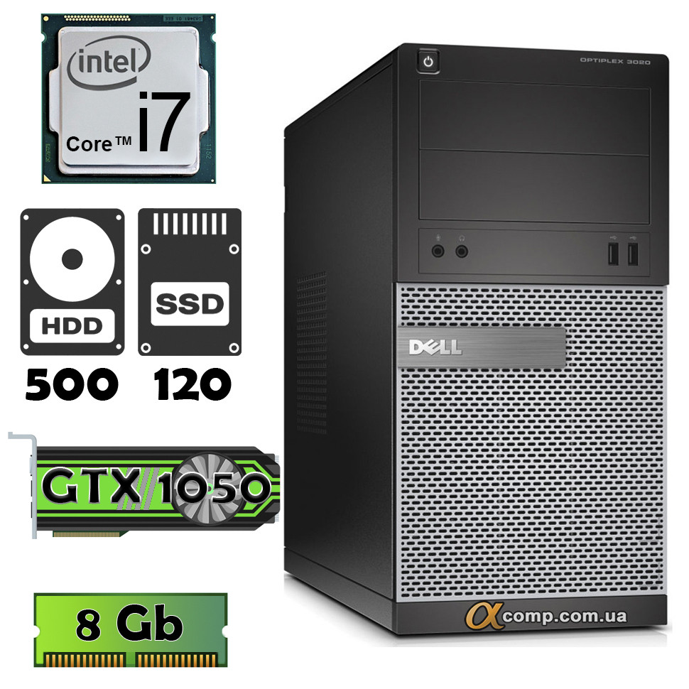 Dell 3020 (i7 4770 • GTX1050 • 8Gb • 500Gb • ssd 120Gb) MT