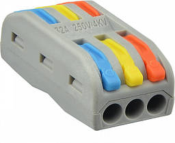 Універсальна з'єднувальна клема на 6 проводів з важелями PCT-2-3-С сірого кольору, АСКО-УКРЕМ, фото 3